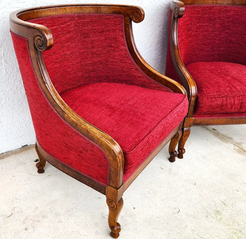 French Louis XV Accent Chairs Pair