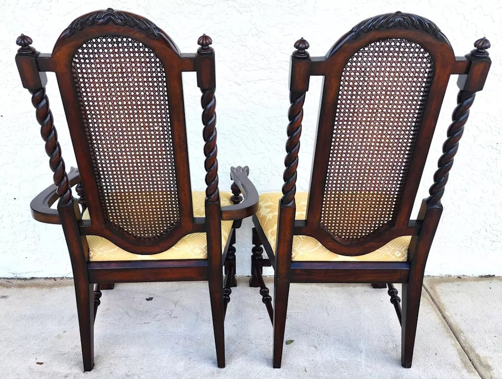 Set of 10 Lexington Dining Chairs Barley Twist Cane