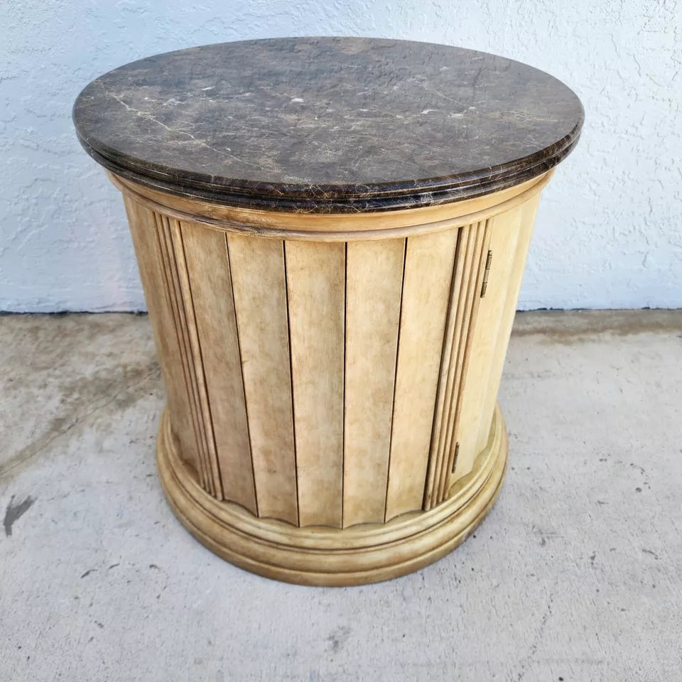 LEXINGTON Italian Marble Drum Side Center Table