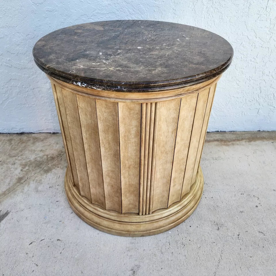 LEXINGTON Italian Marble Drum Side Center Table