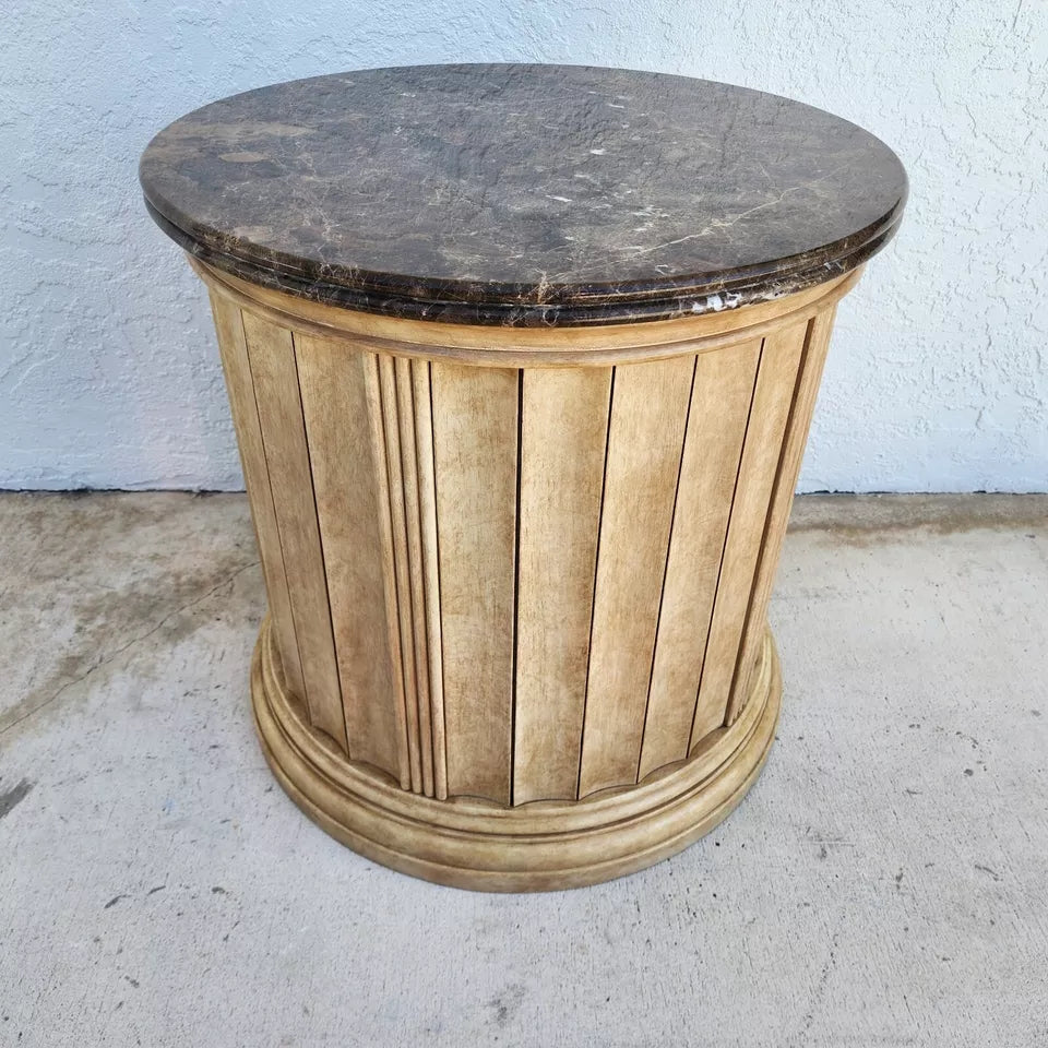 LEXINGTON Italian Marble Drum Side Center Table