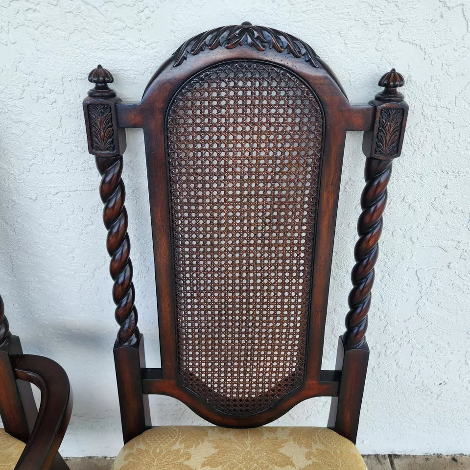 Set of 10 Lexington Dining Chairs Barley Twist Cane