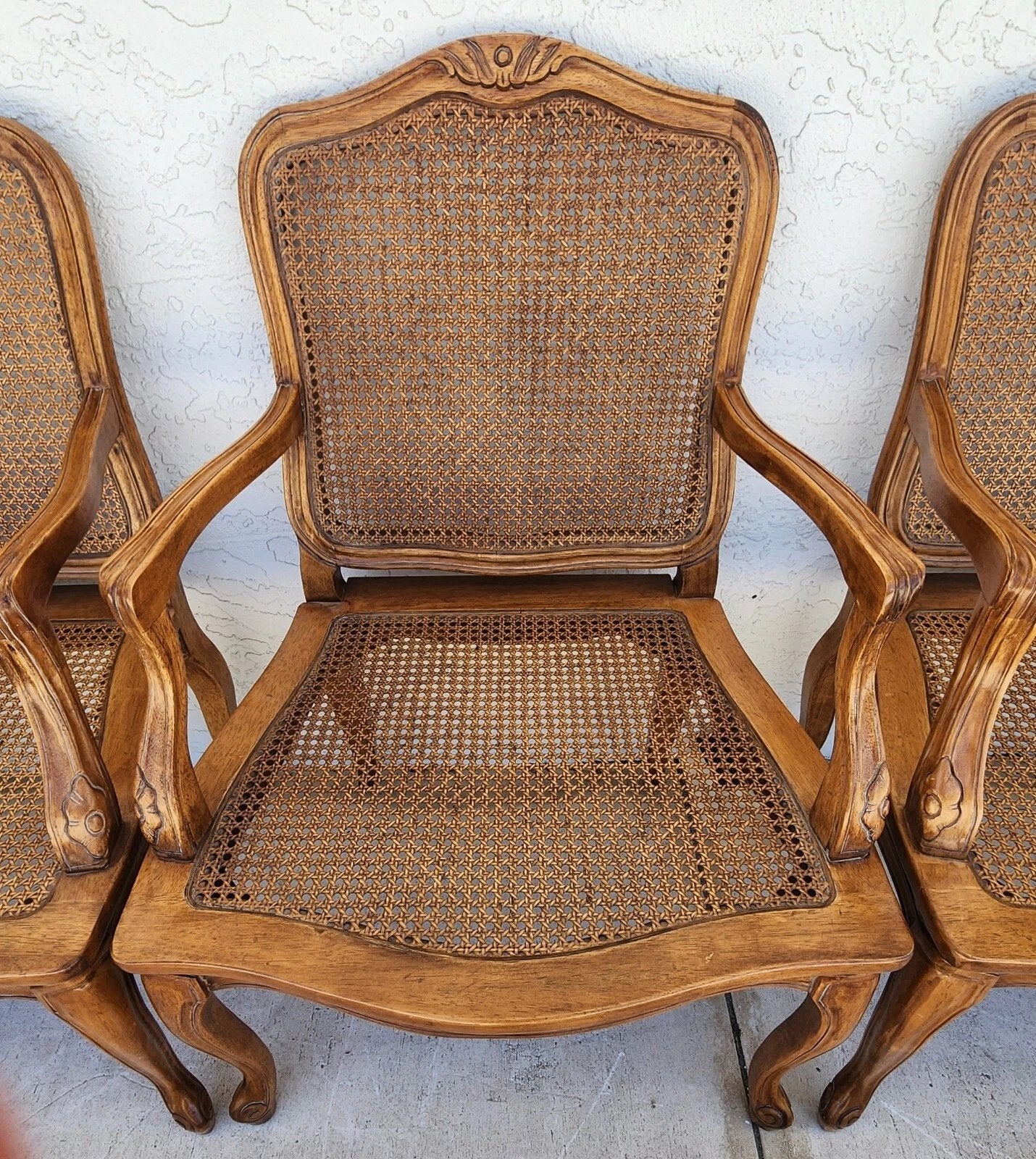 Louis XV Caned Armchairs by Century Chair Co