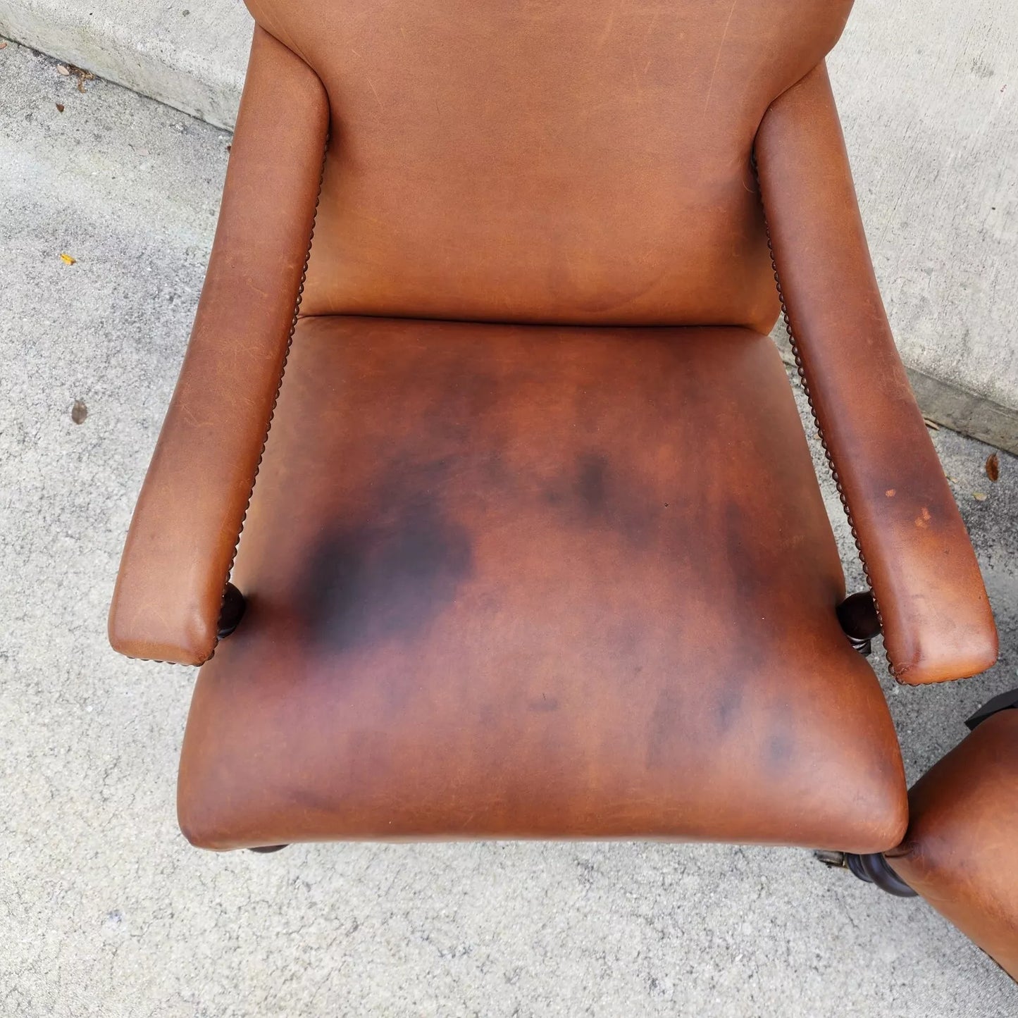 Vintage English Leather Library Chairs by Lee Industries Pair