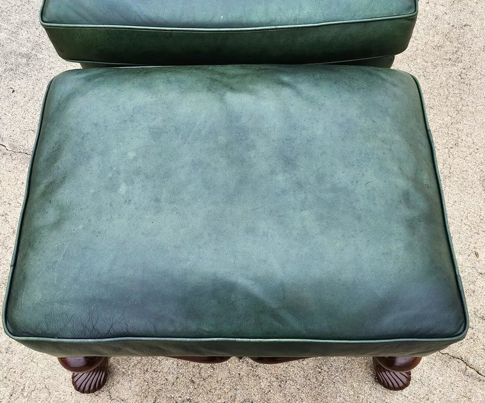 Vintage Lexington Leather Wingback Chair Ottoman Palmer Home Collection 1960s
