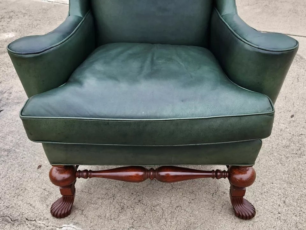 Vintage Lexington Leather Wingback Chair Ottoman Palmer Home Collection 1960s