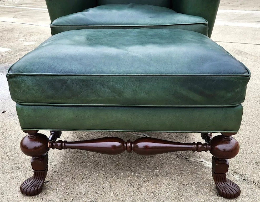 Vintage Lexington Leather Wingback Chair Ottoman Palmer Home Collection 1960s