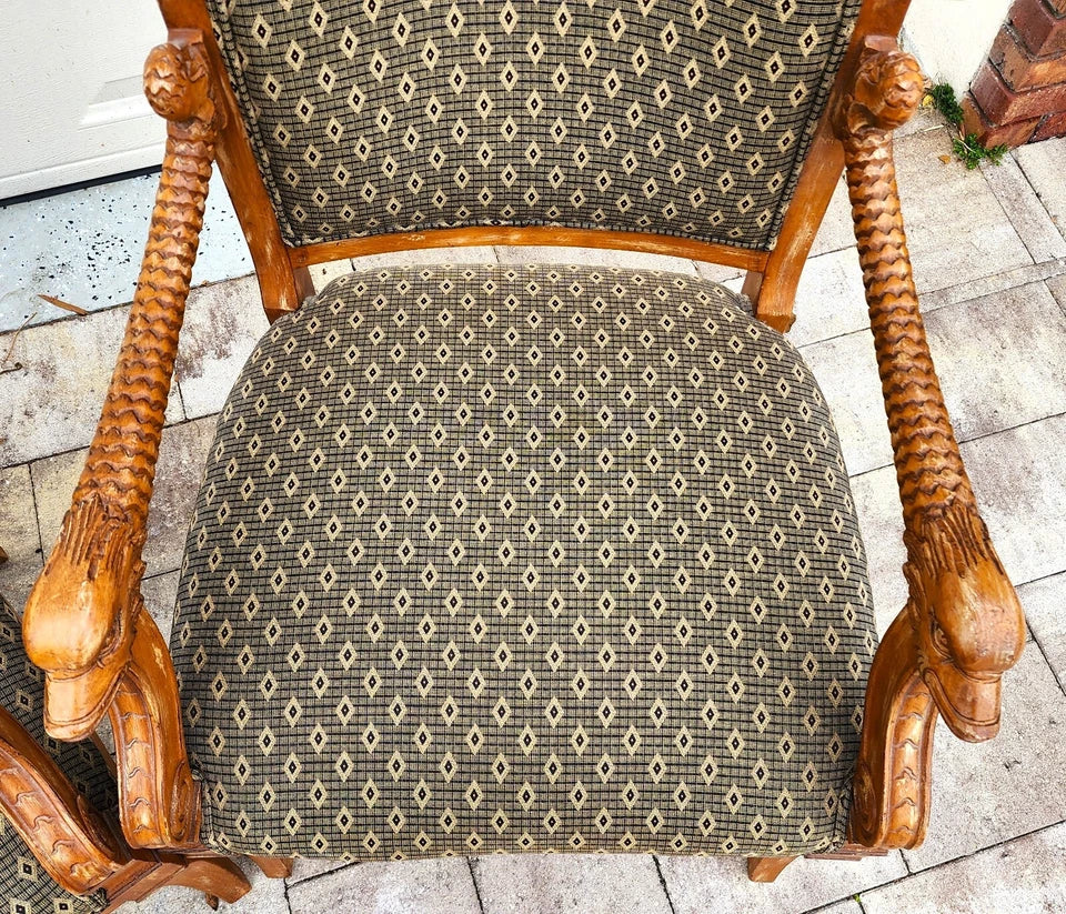 Meyer Gunther Martini French Empire Swan Armchairs Pair