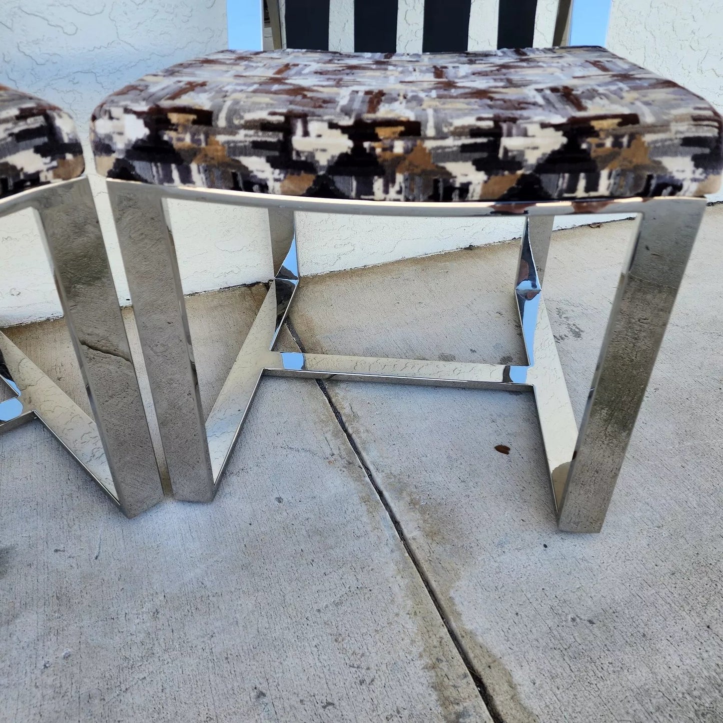 Milo Baughman Chairs MCM Stainless Steel Pair