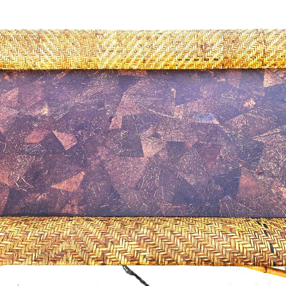 McGuire Style Bamboo Coconut Console Table Huge 6 foot