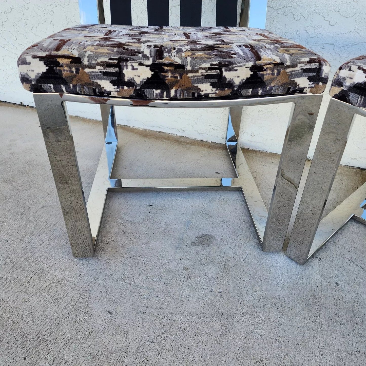 Milo Baughman Chairs MCM Stainless Steel Pair