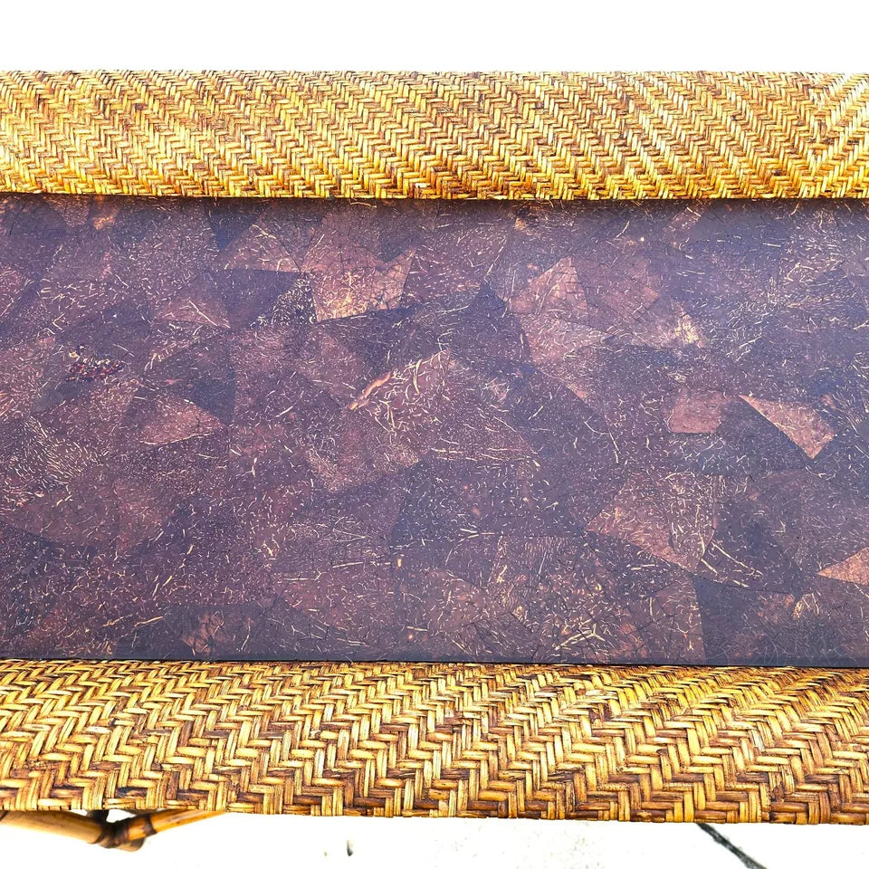 McGuire Style Bamboo Coconut Console Table Huge 6 foot