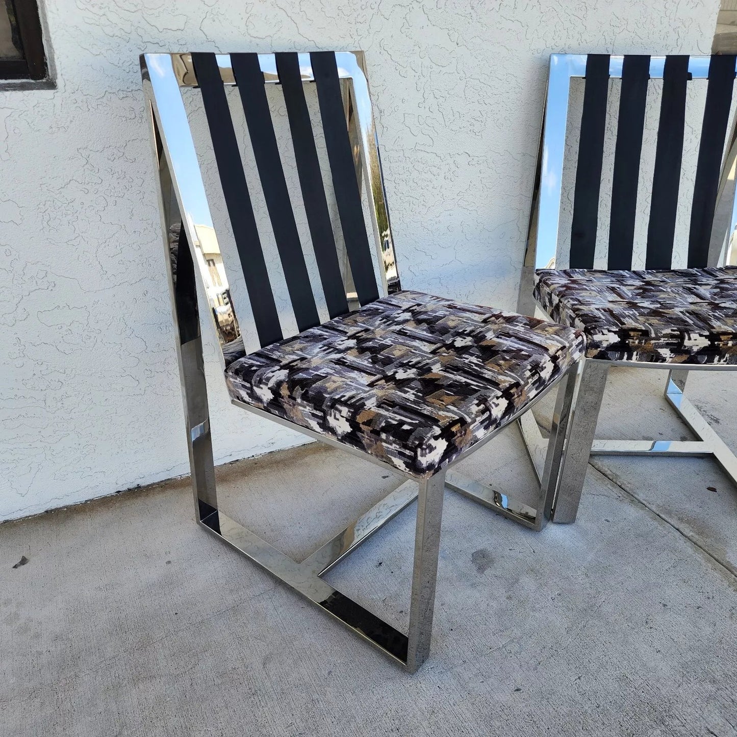 Milo Baughman Chairs MCM Stainless Steel Pair