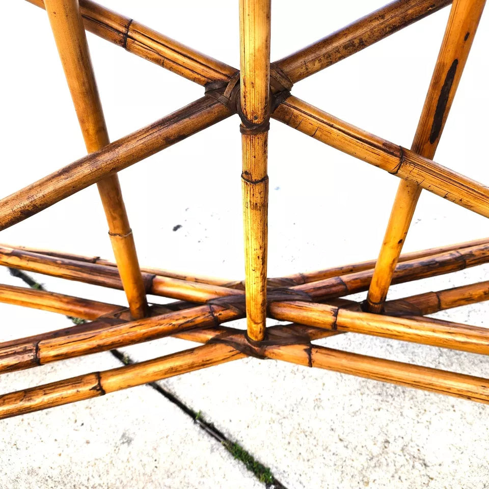 McGuire Style Bamboo Coconut Console Table Huge 6 foot