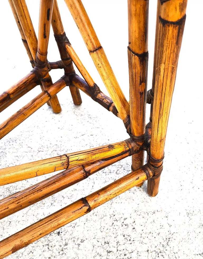 McGuire Style Bamboo Coconut Console Table Huge 6 foot