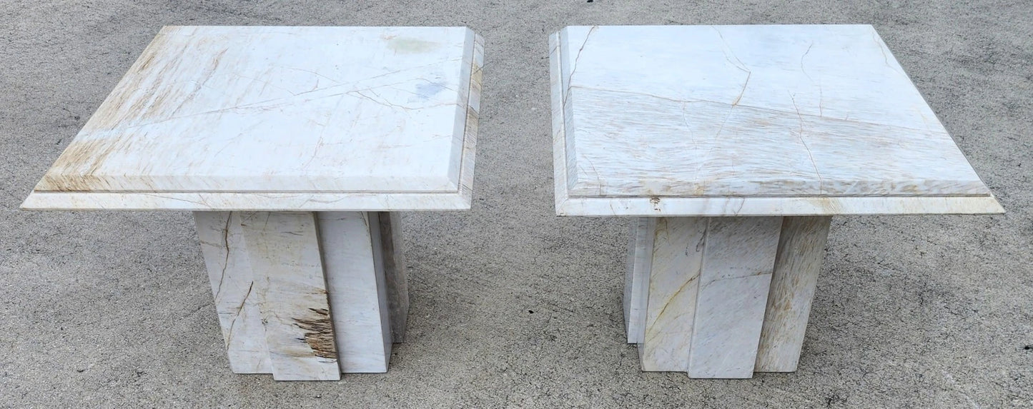 Vintage Italian Marble Side Tables Pair