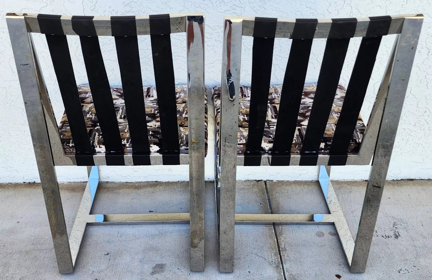 Milo Baughman Chairs MCM Stainless Steel Pair