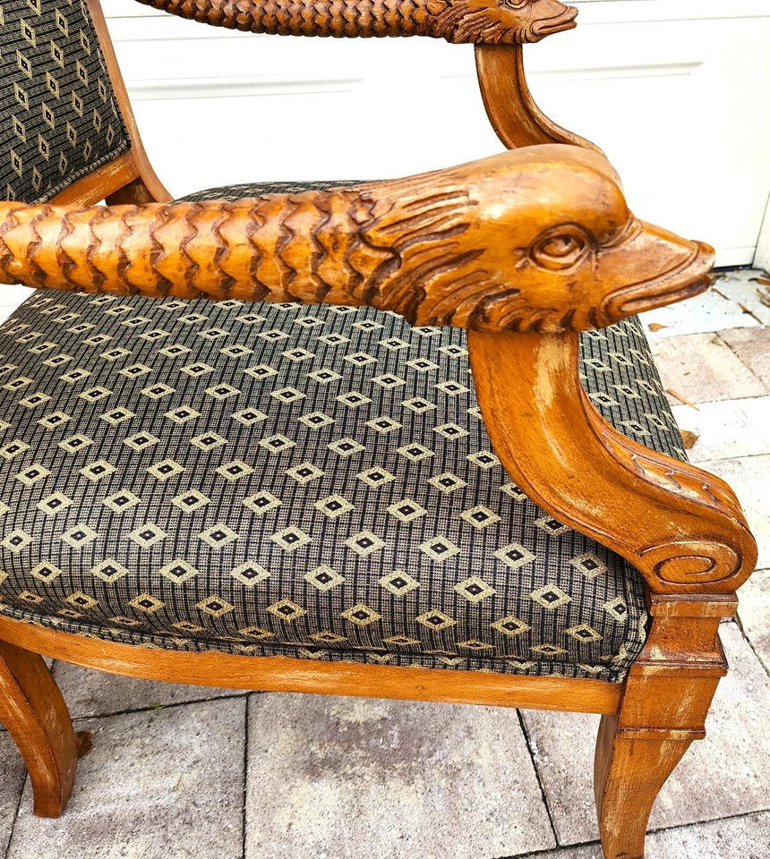 Meyer Gunther Martini French Empire Swan Armchairs Pair