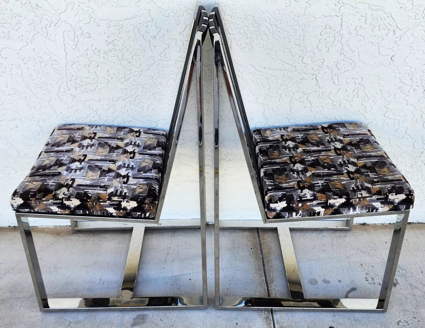 Milo Baughman Chairs MCM Stainless Steel Pair