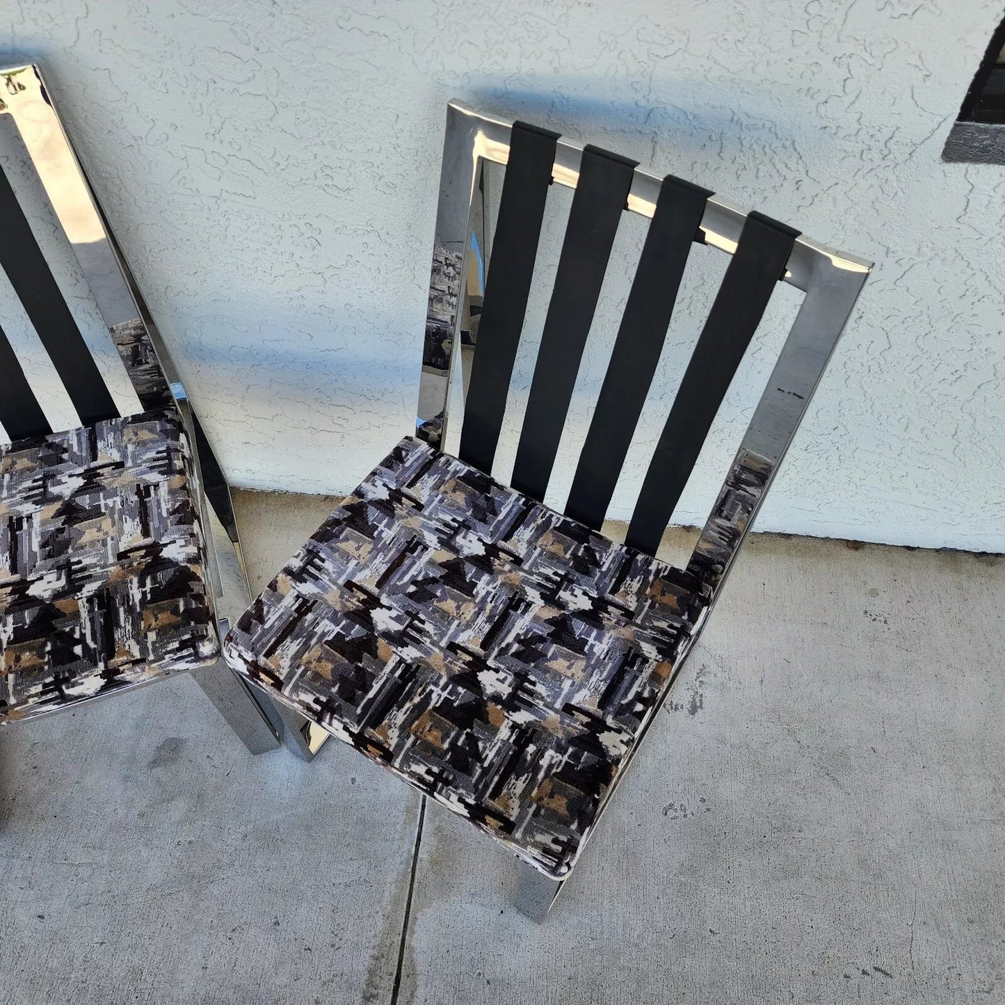 Milo Baughman Chairs MCM Stainless Steel Pair