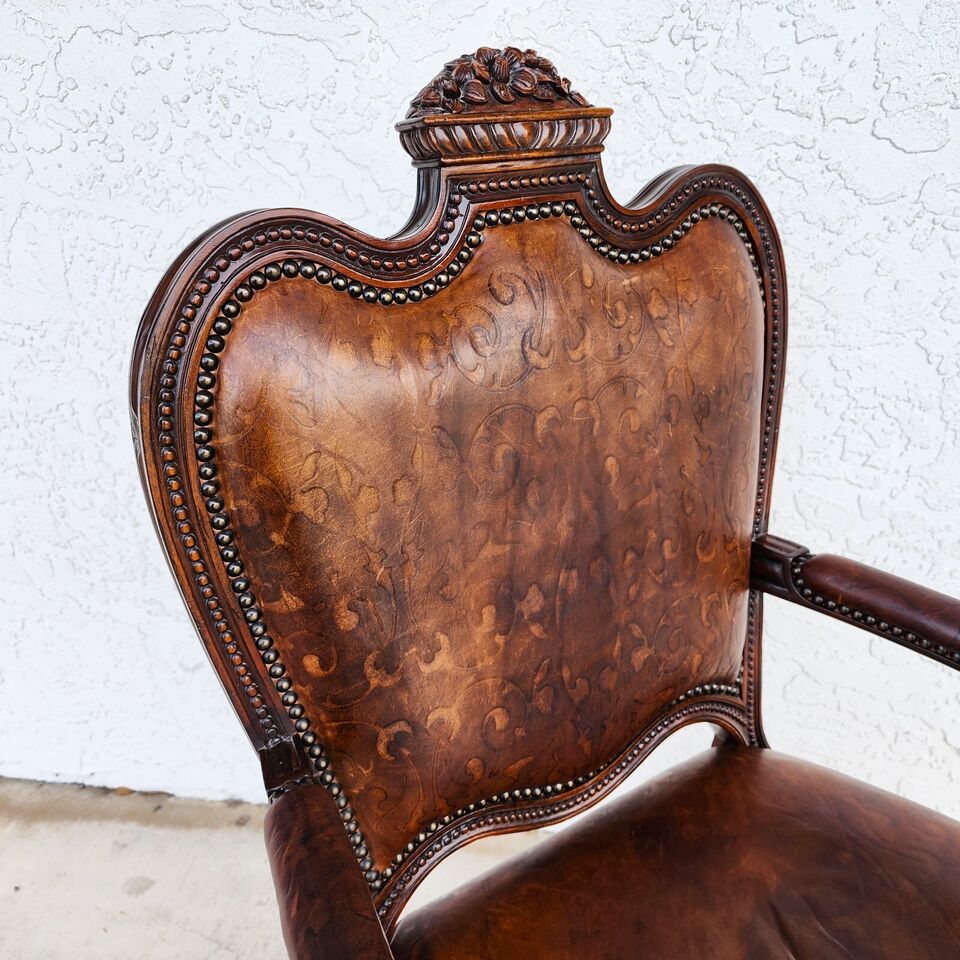Embossed Leather Desk Armchair by Maitland Smith