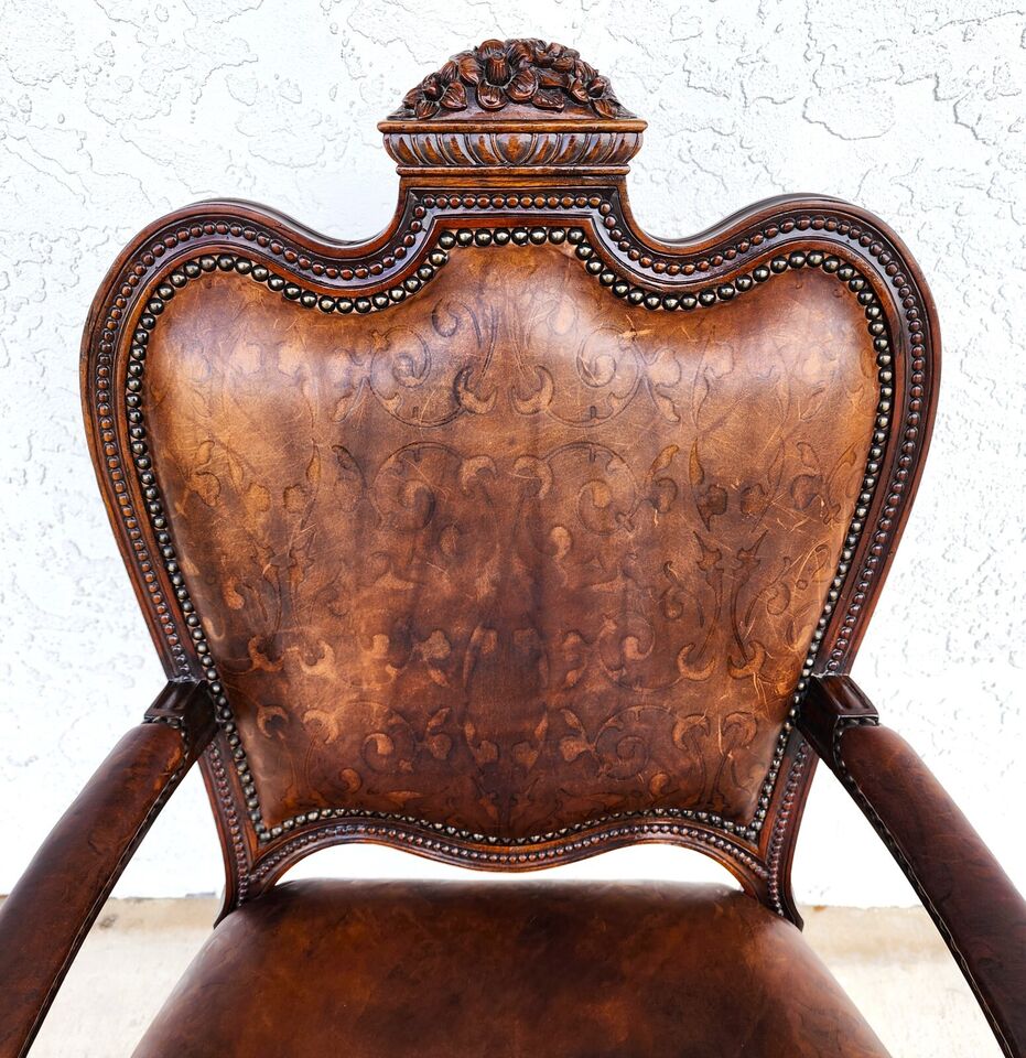 Embossed Leather Desk Armchair by Maitland Smith