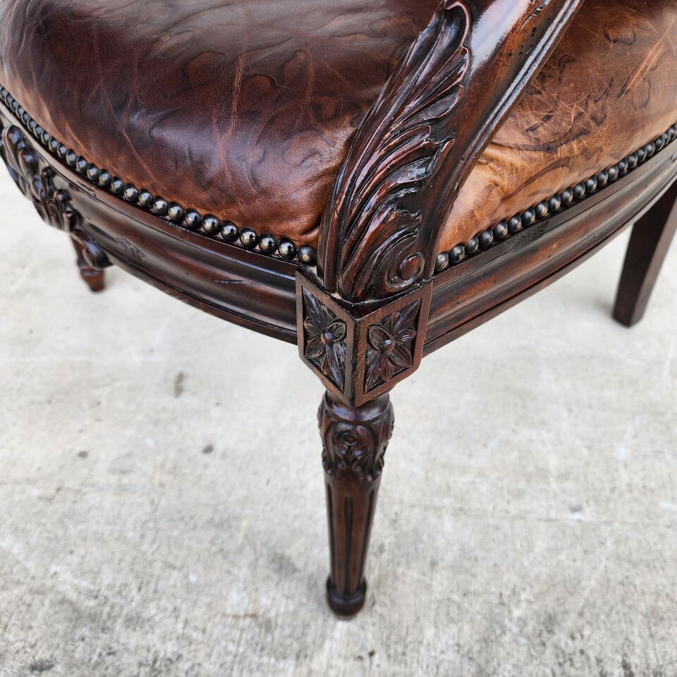 Embossed Leather Desk Armchair by Maitland Smith