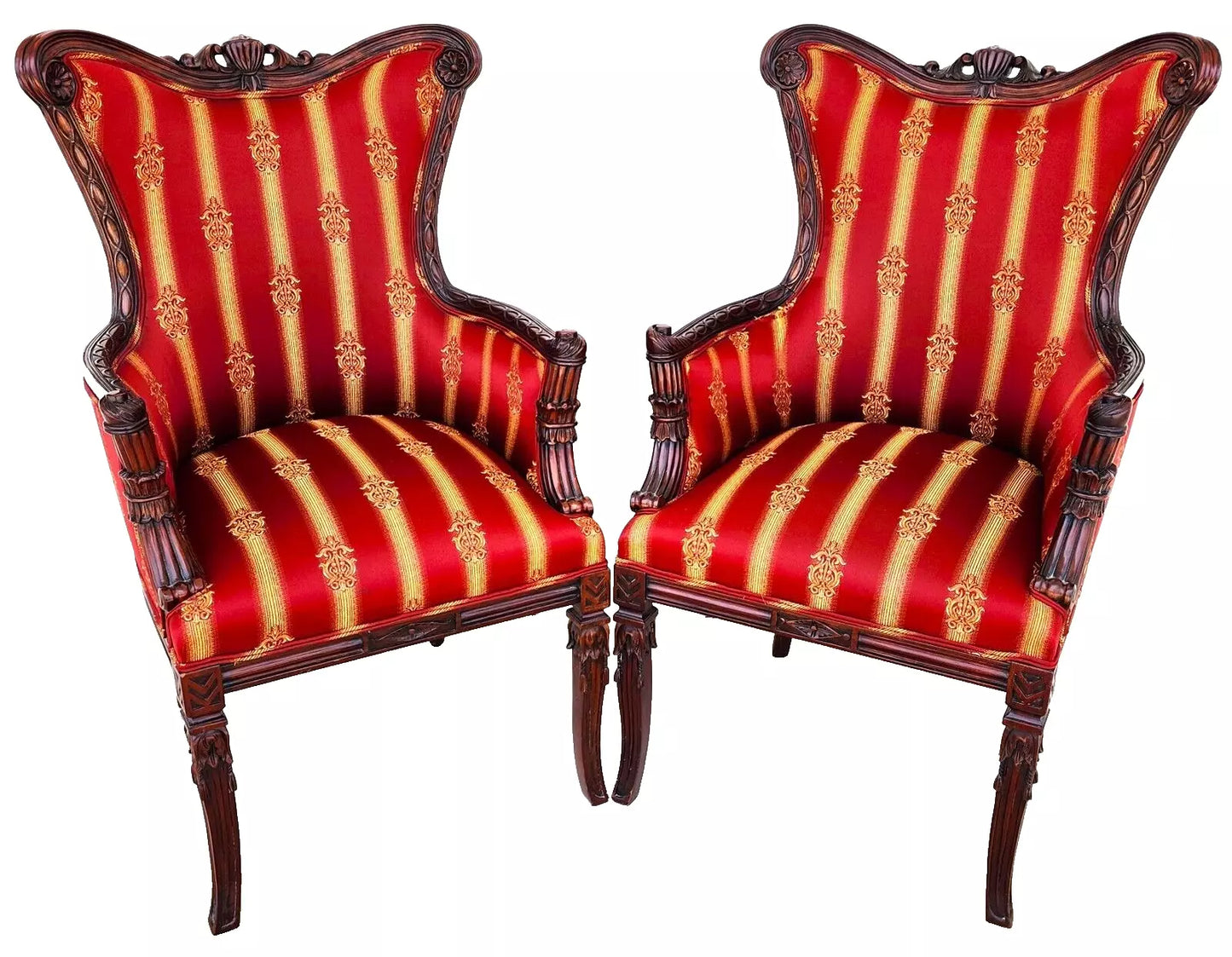 Napoleon III Style Wingback Chairs Pair