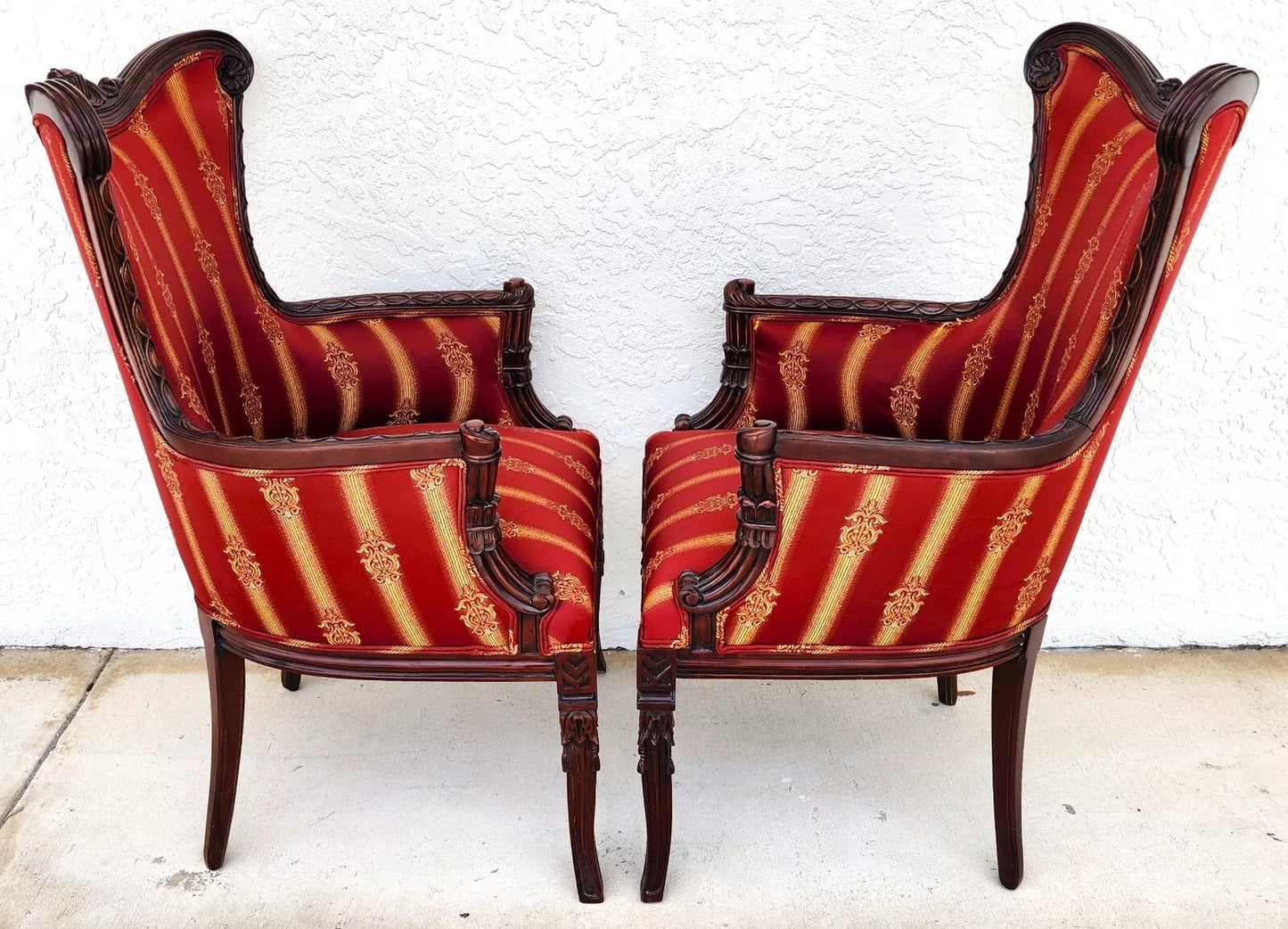 Napoleon III Style Wingback Chairs Pair