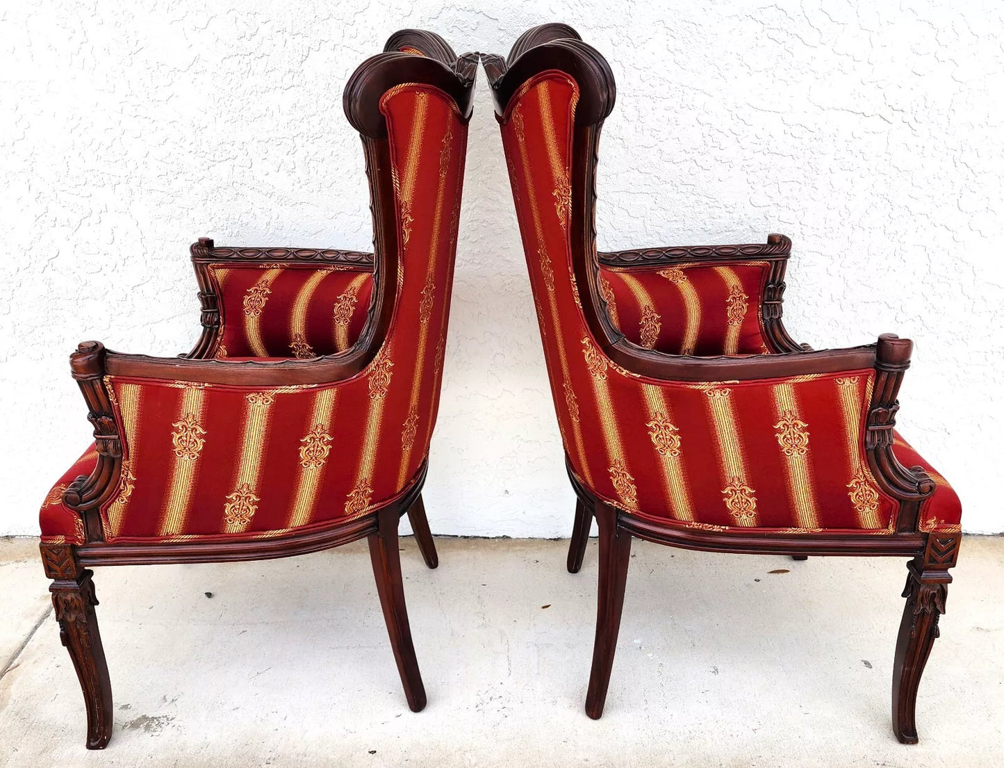 Napoleon III Style Wingback Chairs Pair