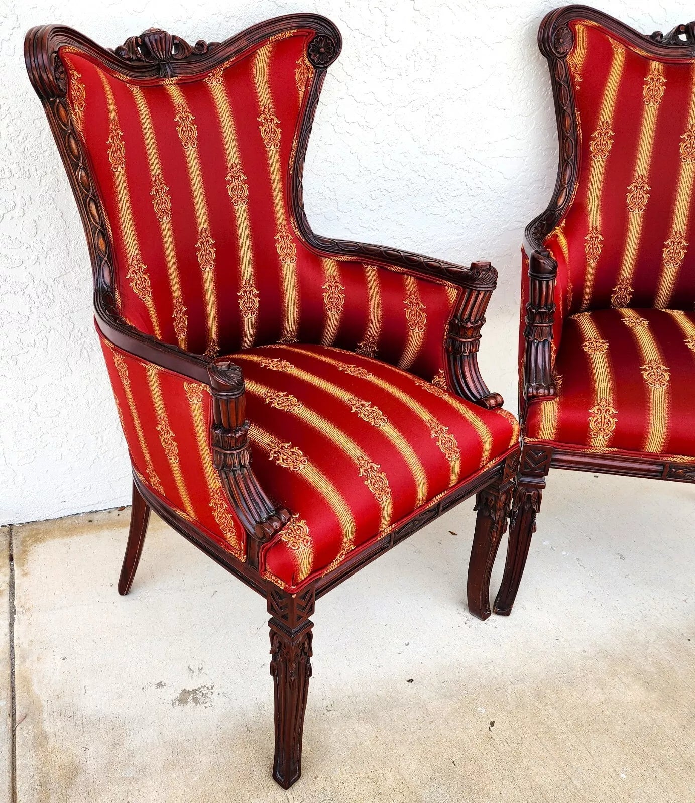 Napoleon III Style Wingback Chairs Pair