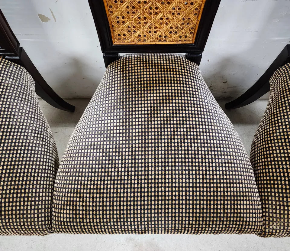 French Art Nouveau Dining Chairs Double Caned Set of 4