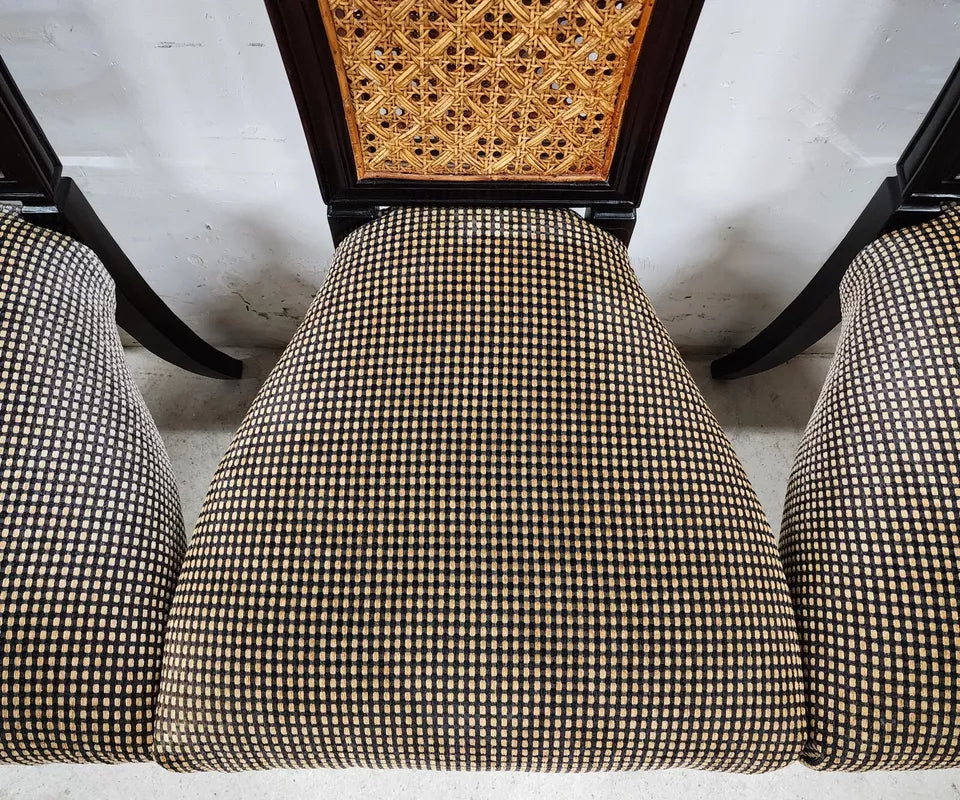 French Art Nouveau Dining Chairs Double Caned Set of 4