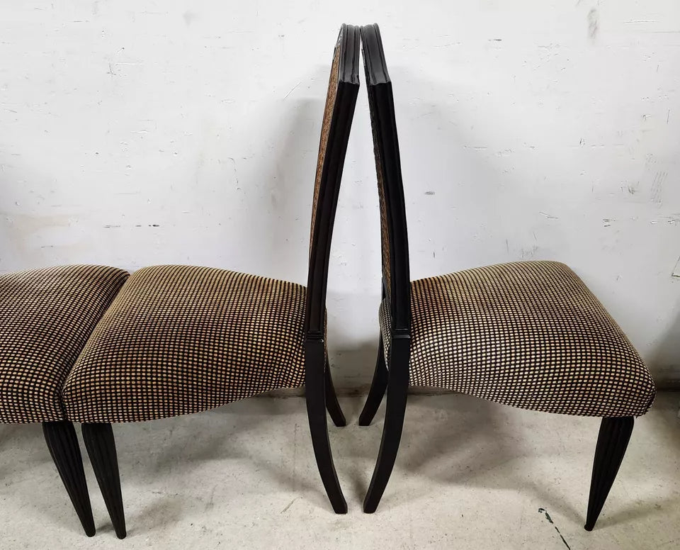 French Art Nouveau Dining Chairs Double Caned Set of 4