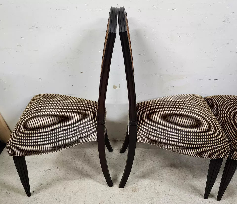 French Art Nouveau Dining Chairs Double Caned Set of 4