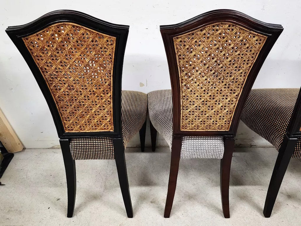 French Art Nouveau Dining Chairs Double Caned Set of 4