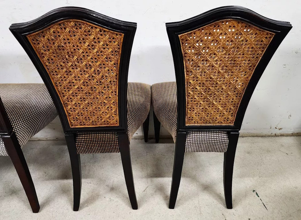 French Art Nouveau Dining Chairs Double Caned Set of 4