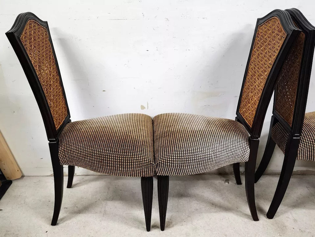 French Art Nouveau Dining Chairs Double Caned Set of 4