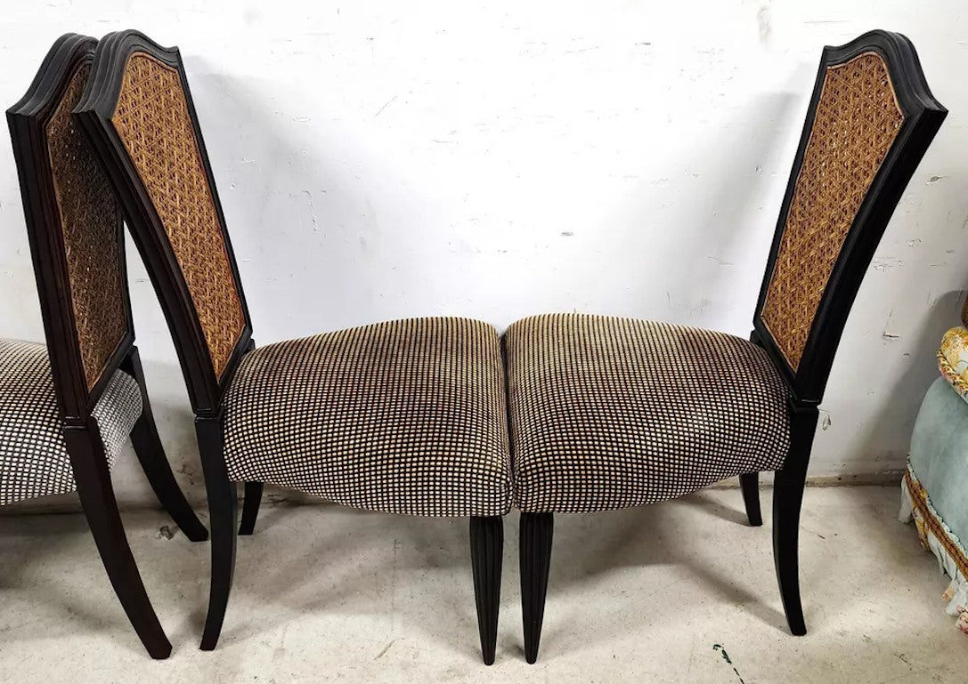 French Art Nouveau Dining Chairs Double Caned Set of 4