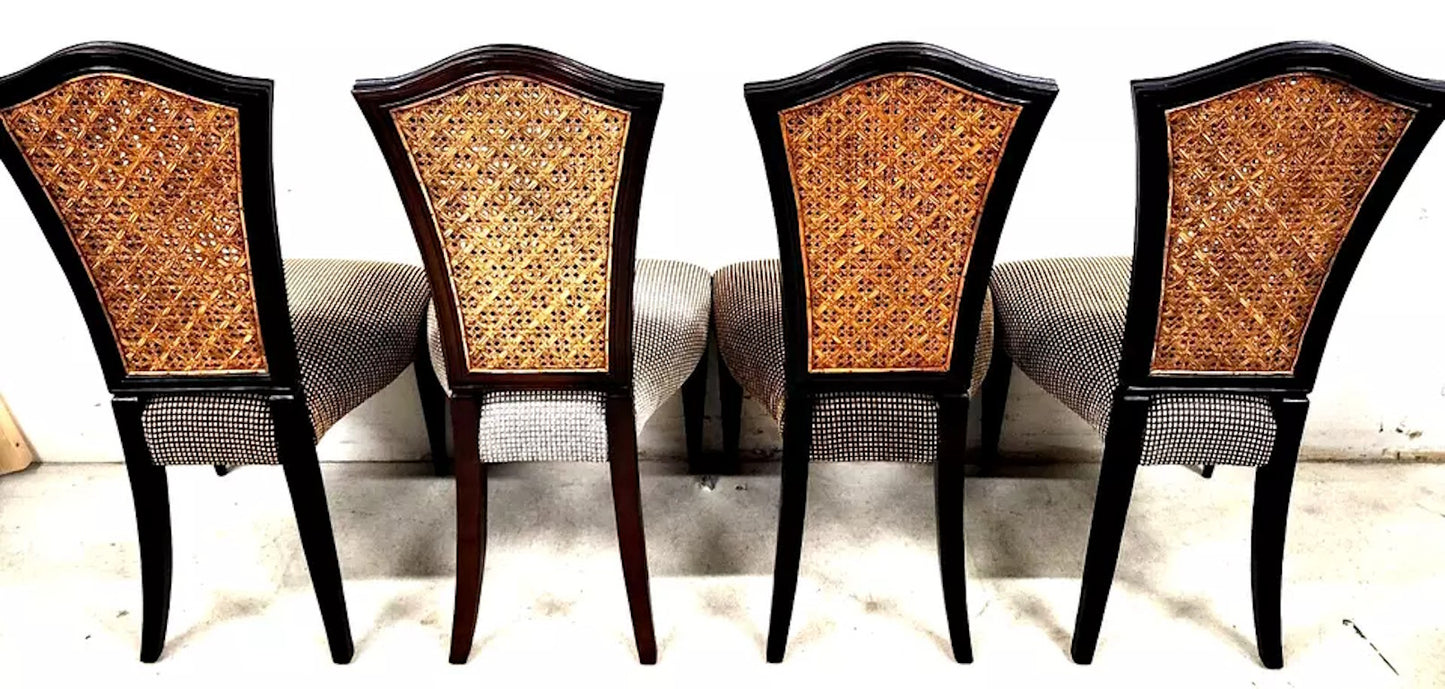 French Art Nouveau Dining Chairs Double Caned Set of 4