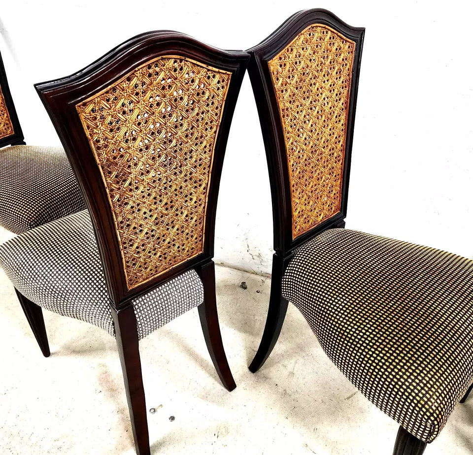 French Art Nouveau Dining Chairs Double Caned Set of 4