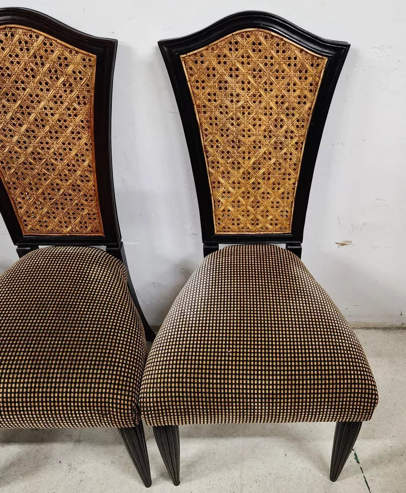 French Art Nouveau Dining Chairs Double Caned Set of 4