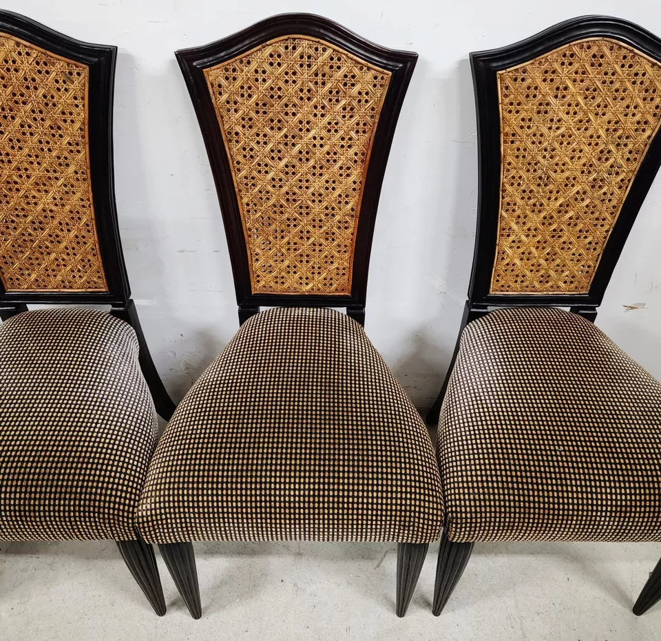 French Art Nouveau Dining Chairs Double Caned Set of 4