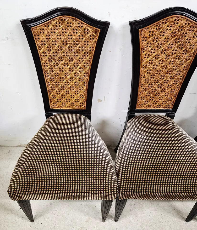 French Art Nouveau Dining Chairs Double Caned Set of 4