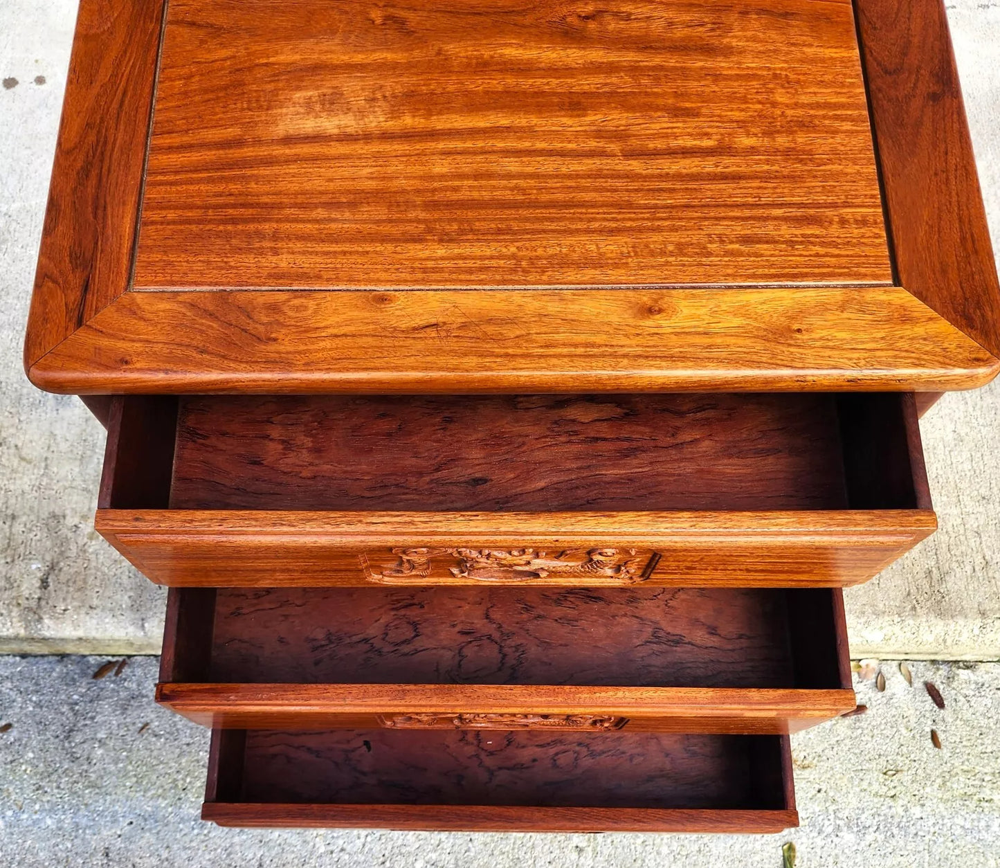 Chinoiserie Asian Rosewood Nightstands Chests Pair