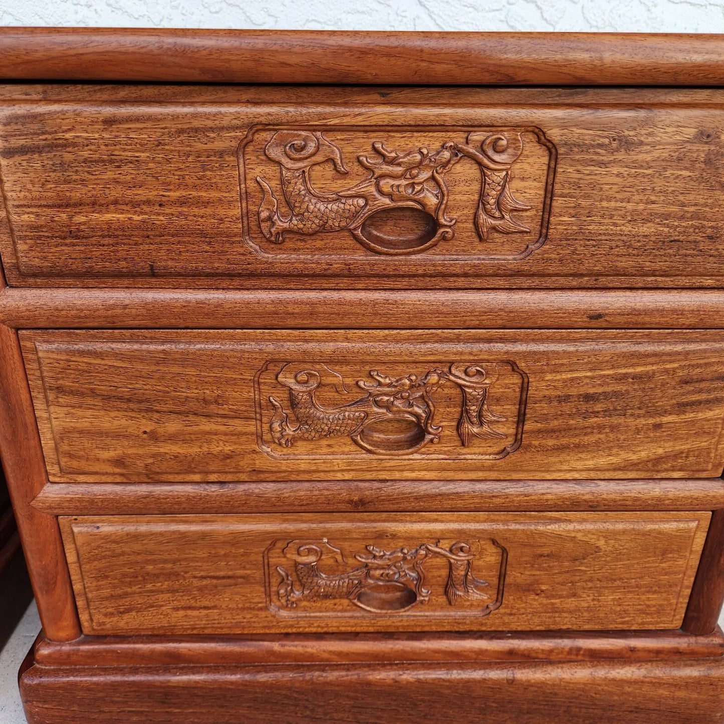 Chinoiserie Asian Rosewood Nightstands Chests Pair
