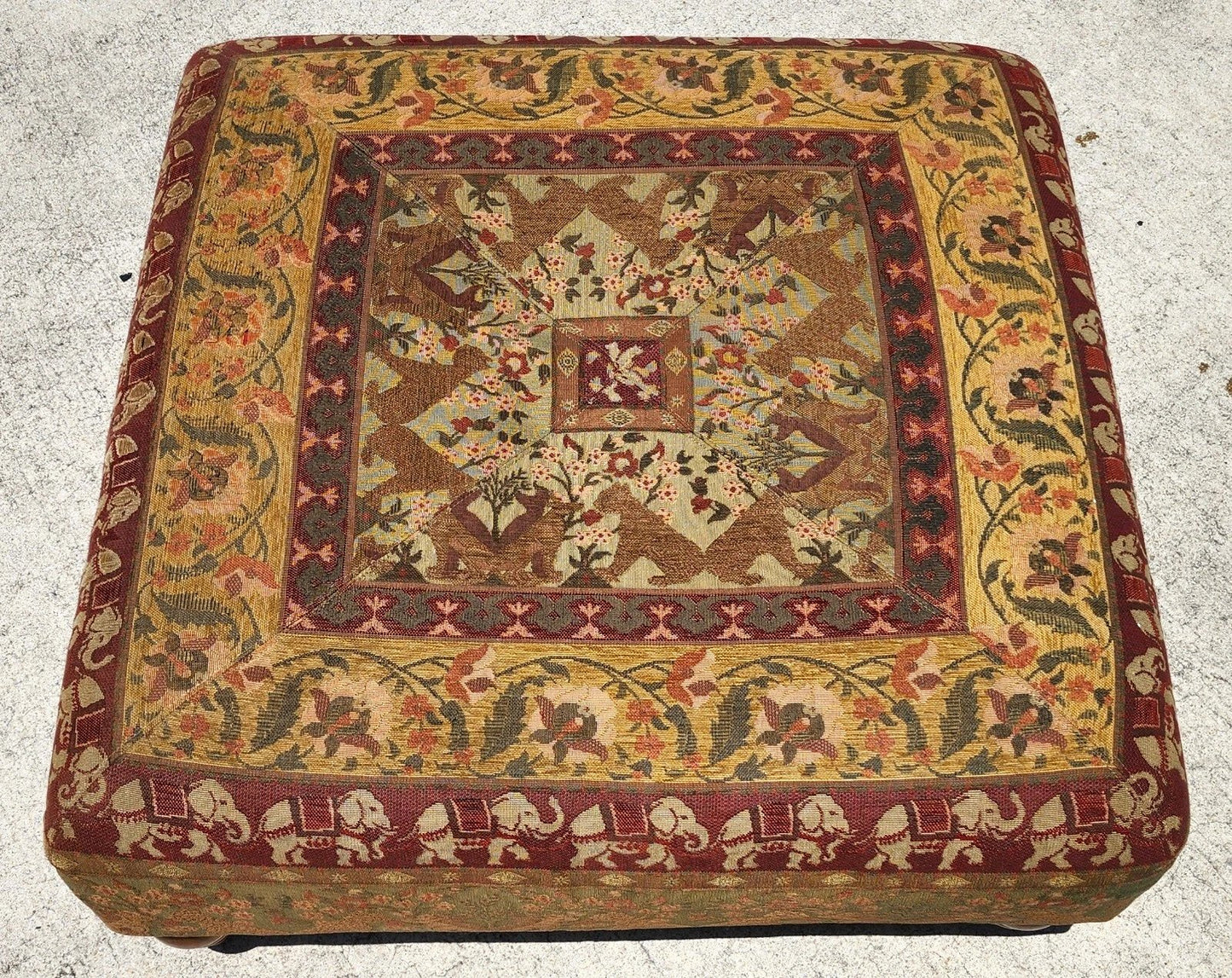 Large Ottoman with Leopards Dogs Elephants