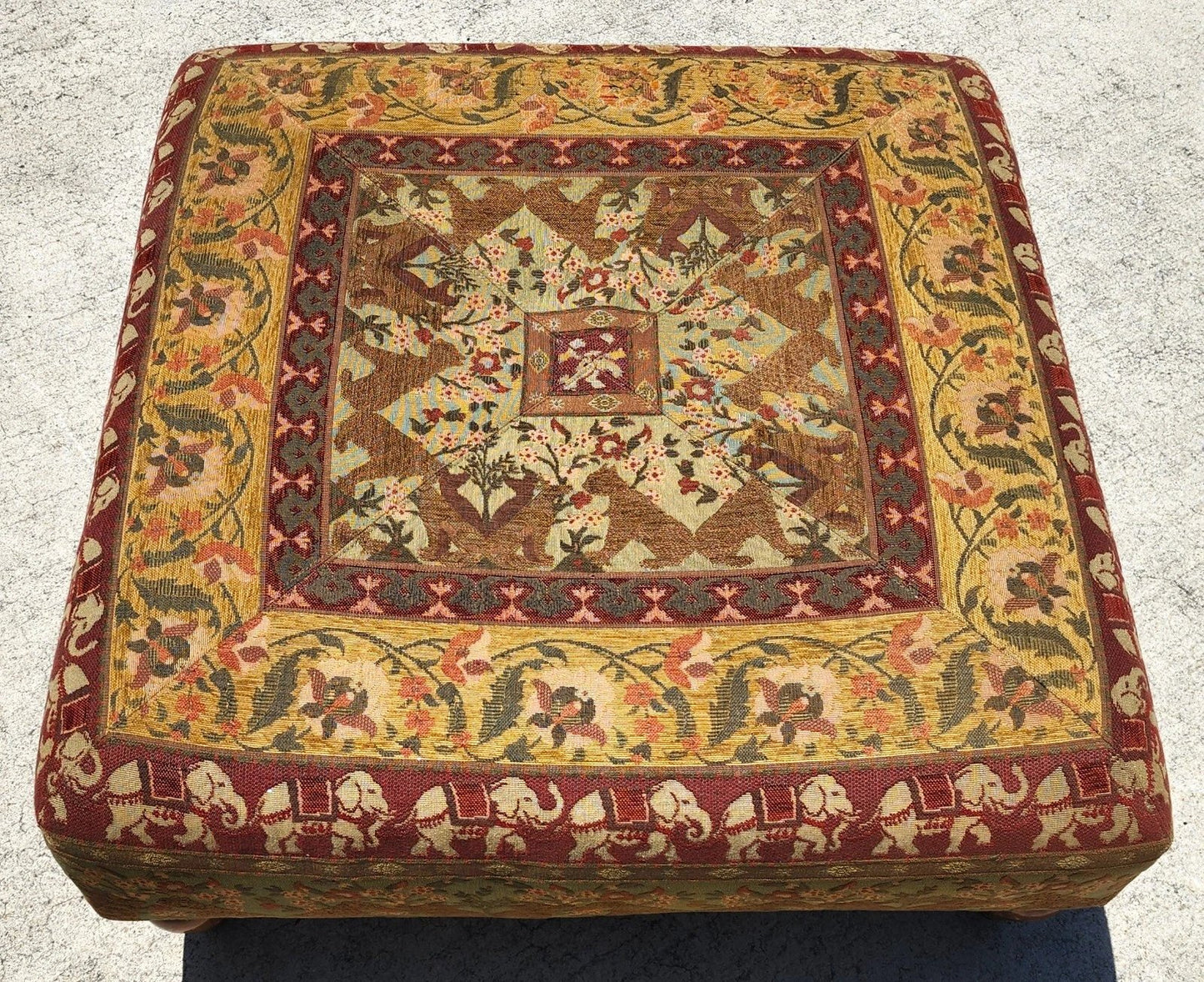 Large Ottoman with Leopards Dogs Elephants