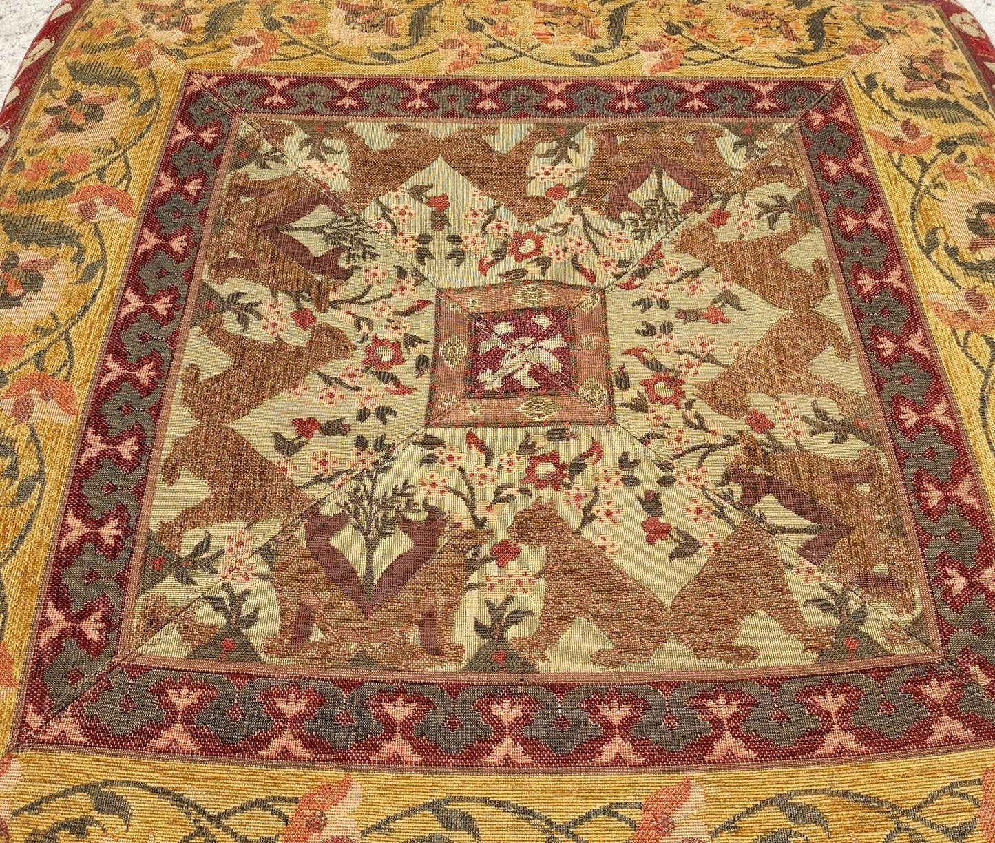 Large Ottoman with Leopards Dogs Elephants