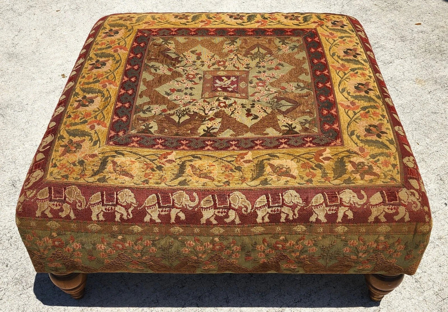 Large Ottoman with Leopards Dogs Elephants
